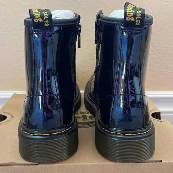 🆕 Dr. Martens JUNIOR 1460 Patent Leather Lace Up Boots Size 3 Black