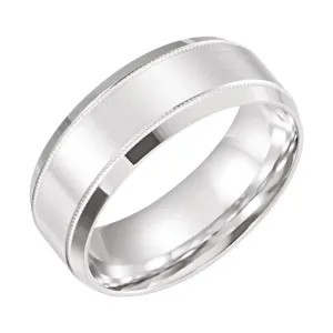 10k White Gold 8mm Lightweight Beveled Band Size 10