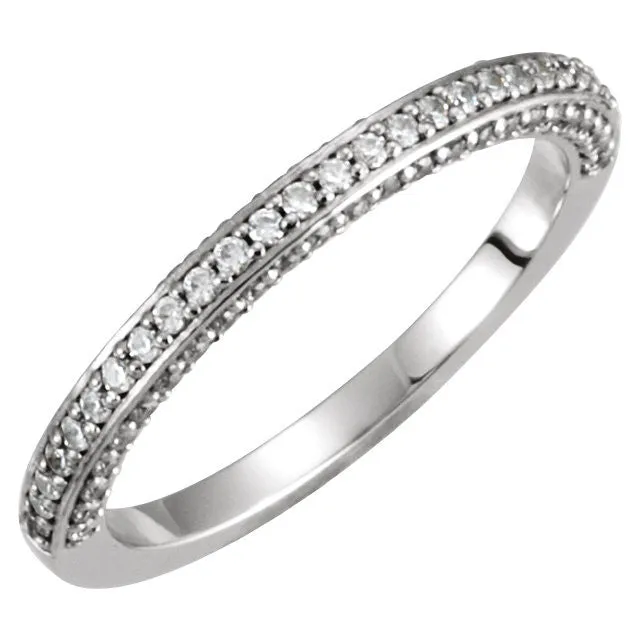 14k White Gold 1/8 CTW Diamond Band , Size 7