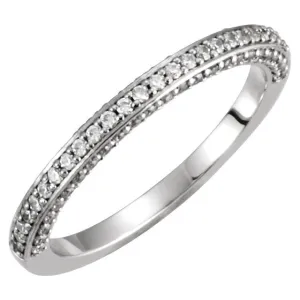 14k White Gold 1/8 CTW Diamond Band , Size 7
