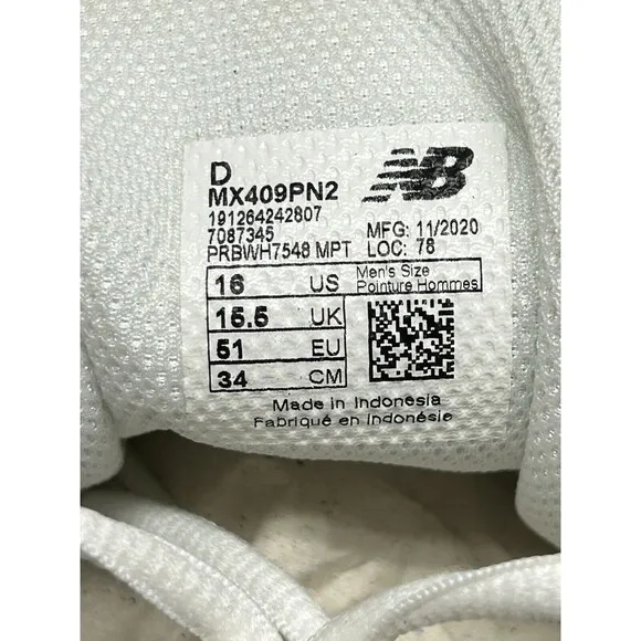 2019 New Balance 409 White Mens Athletic Sneakers Size: 16 Medium D Wide NOS