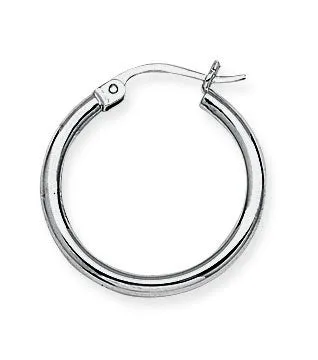 20mm Lightweight Hoop Earrings in White Gold