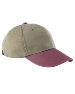 Adams Low-Profile Washed Pigment-Dyed Cap | Khaki/ Burgundy