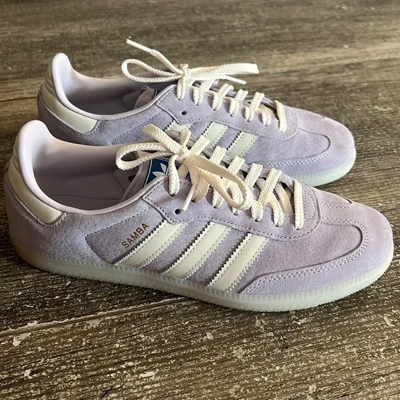 Adidas Lilac and white Samba sneakers with extra set of laces