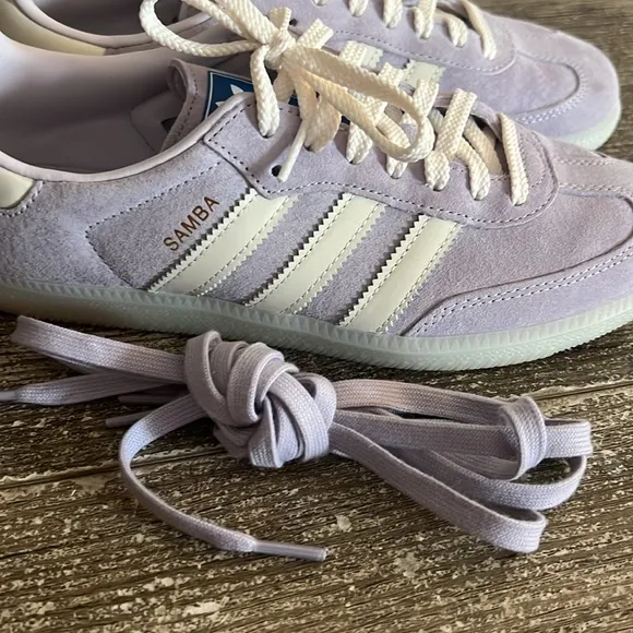 Adidas Lilac and white Samba sneakers with extra set of laces