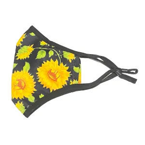 Adjustable Double Layered Ultra Soft Cotton Blend Face Masks - Washable & Reusable Patterned Mask for Men, Women - Sunflower Mask