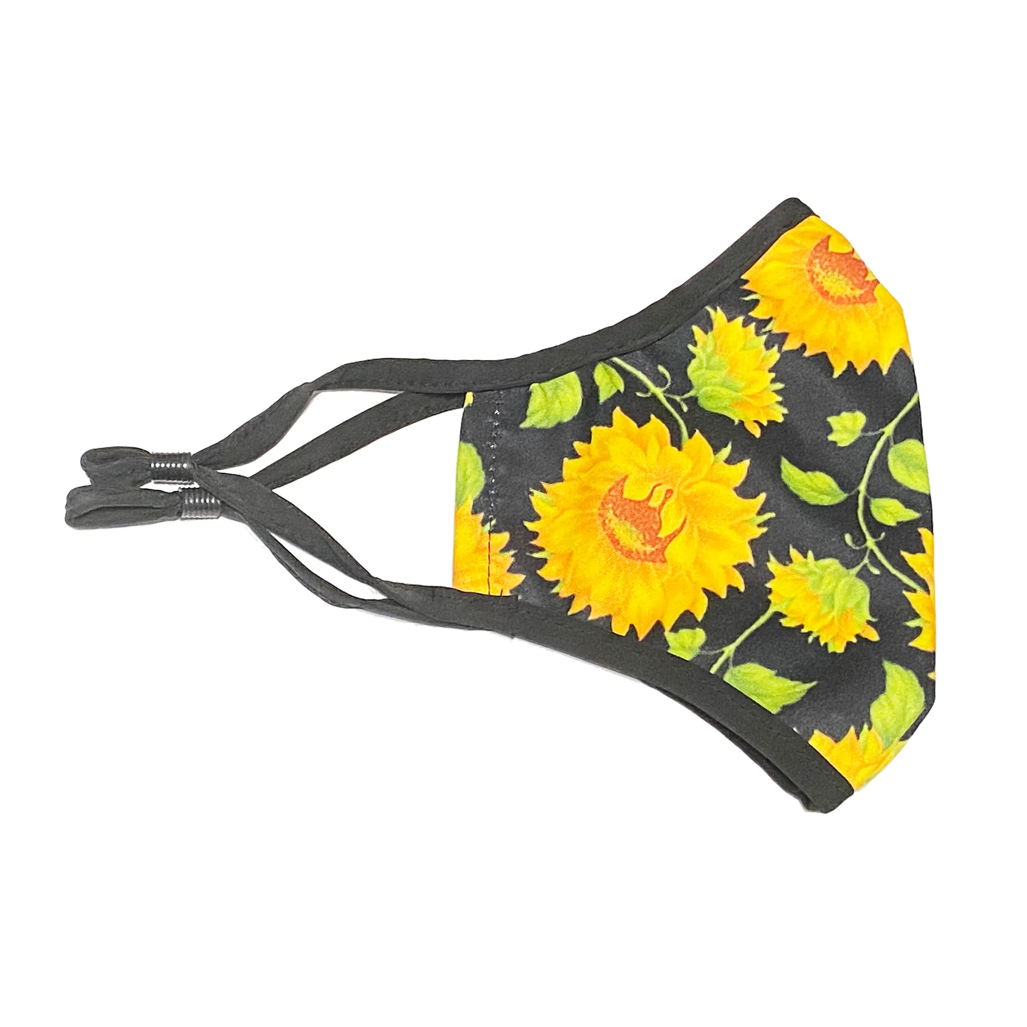 Adjustable Double Layered Ultra Soft Cotton Blend Face Masks - Washable & Reusable Patterned Mask for Men, Women - Sunflower Mask