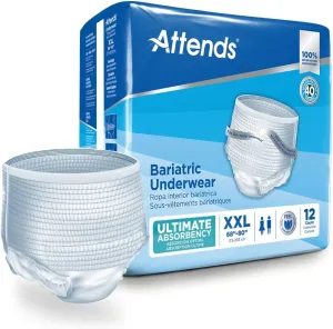 Attends Incontinence Care Underwear for Adults, Extra, XXL, 12 Count (Pack of 4)