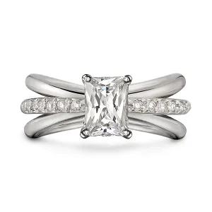 Aura Emerald Cut Engagement Ring with Single Row Diamond Shank