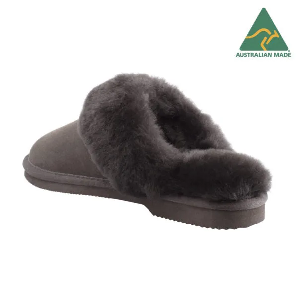 Australian Made Comfort Me Fur Trim Sheep Skin Scuff - 4 Colours