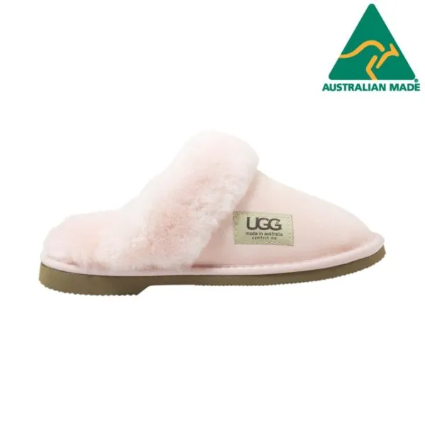Australian Made Comfort Me Fur Trim Sheep Skin Scuff - 4 Colours