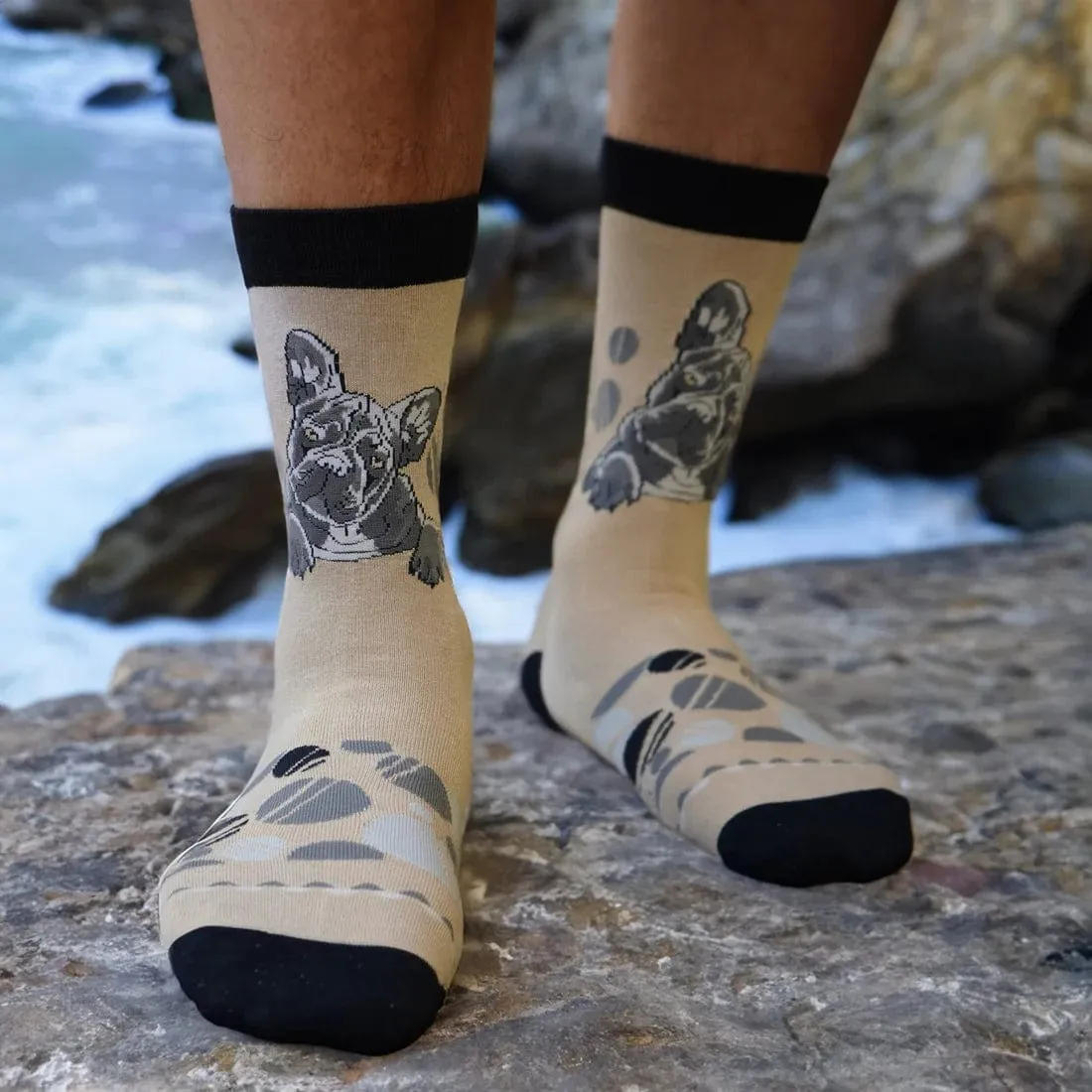 Bambukas Mens Frenchie Fresh French Bulldog Crew Socks