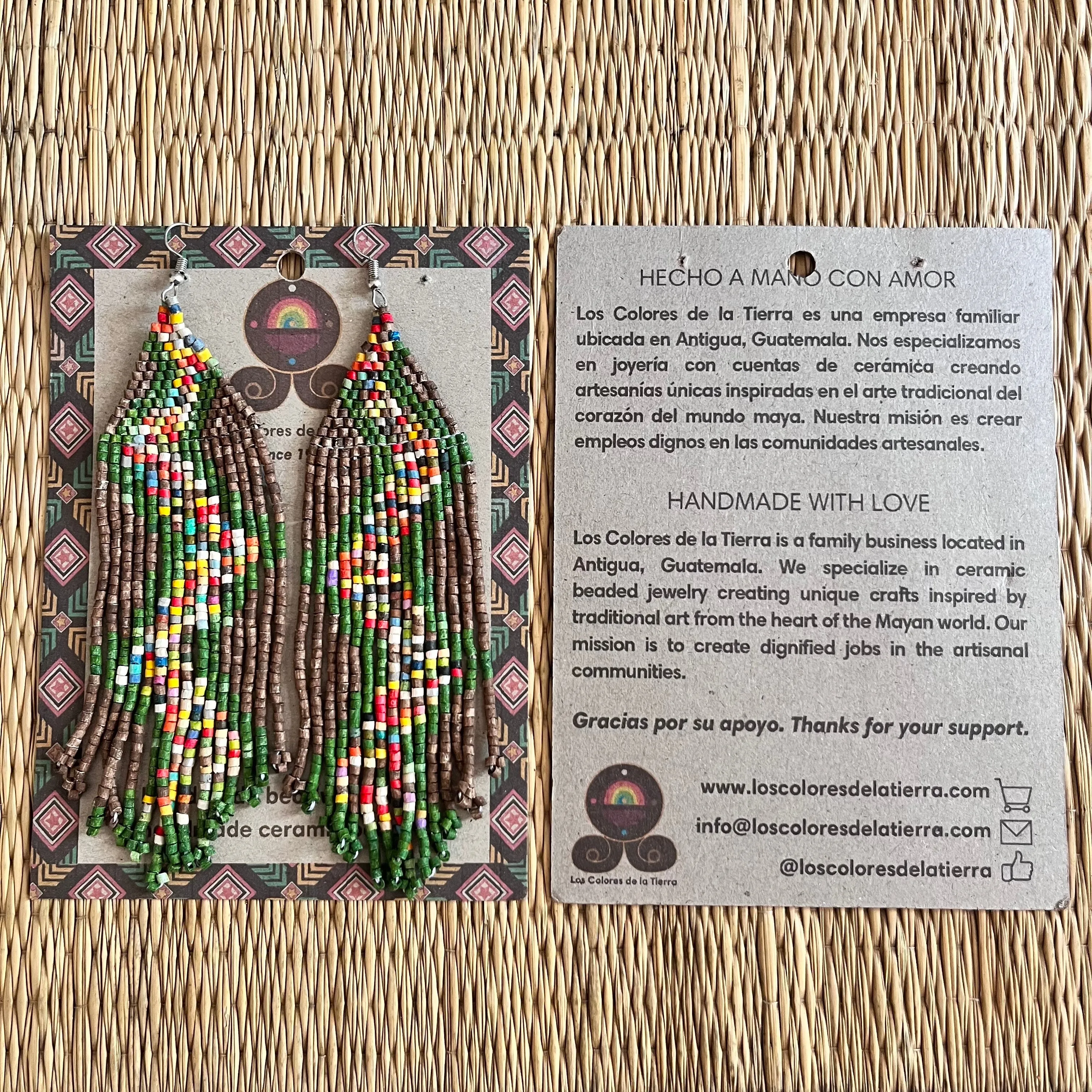 Beaded Fringe Earrings in Boho Zig Zag Design