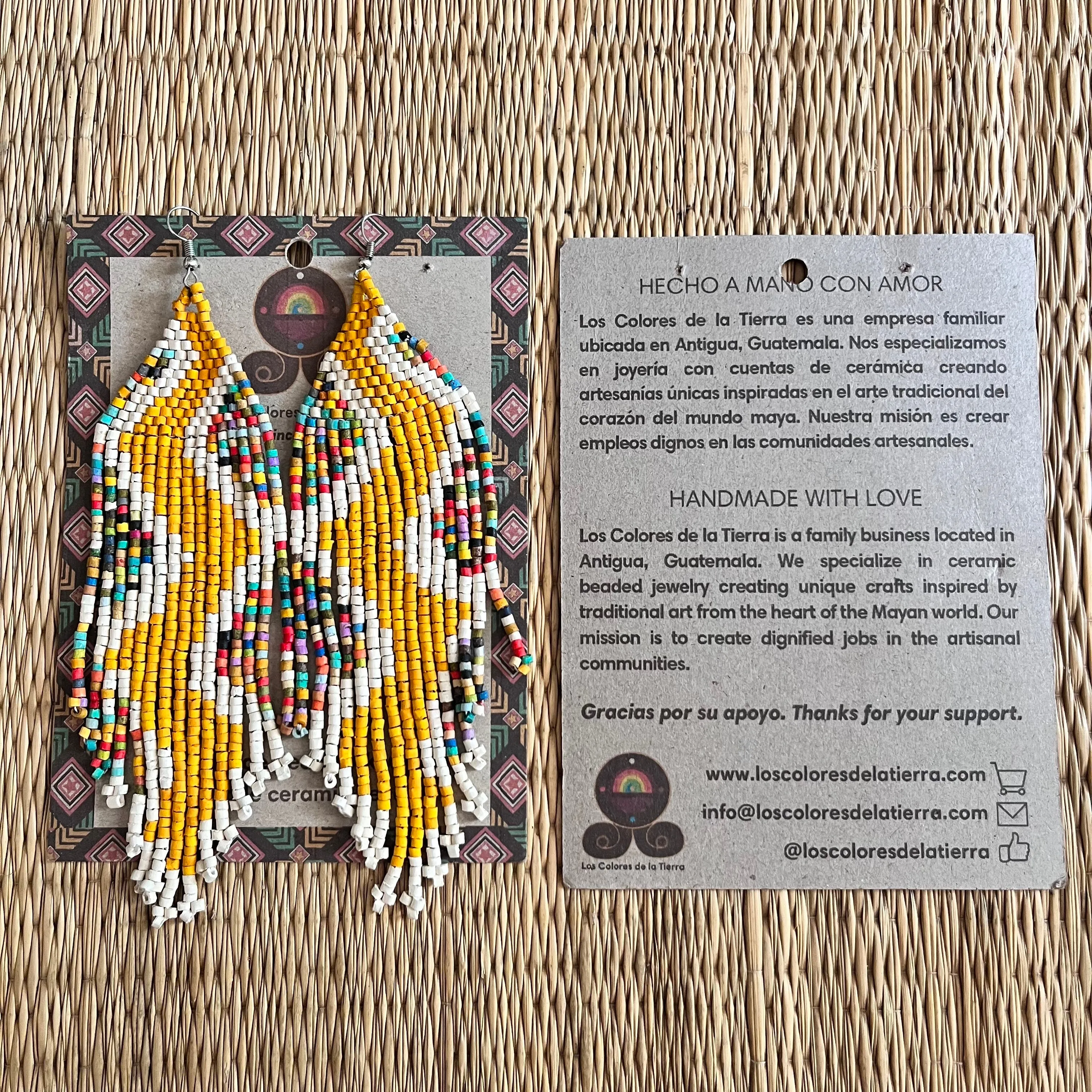 Beaded Fringe Earrings in Boho Zig Zag Design