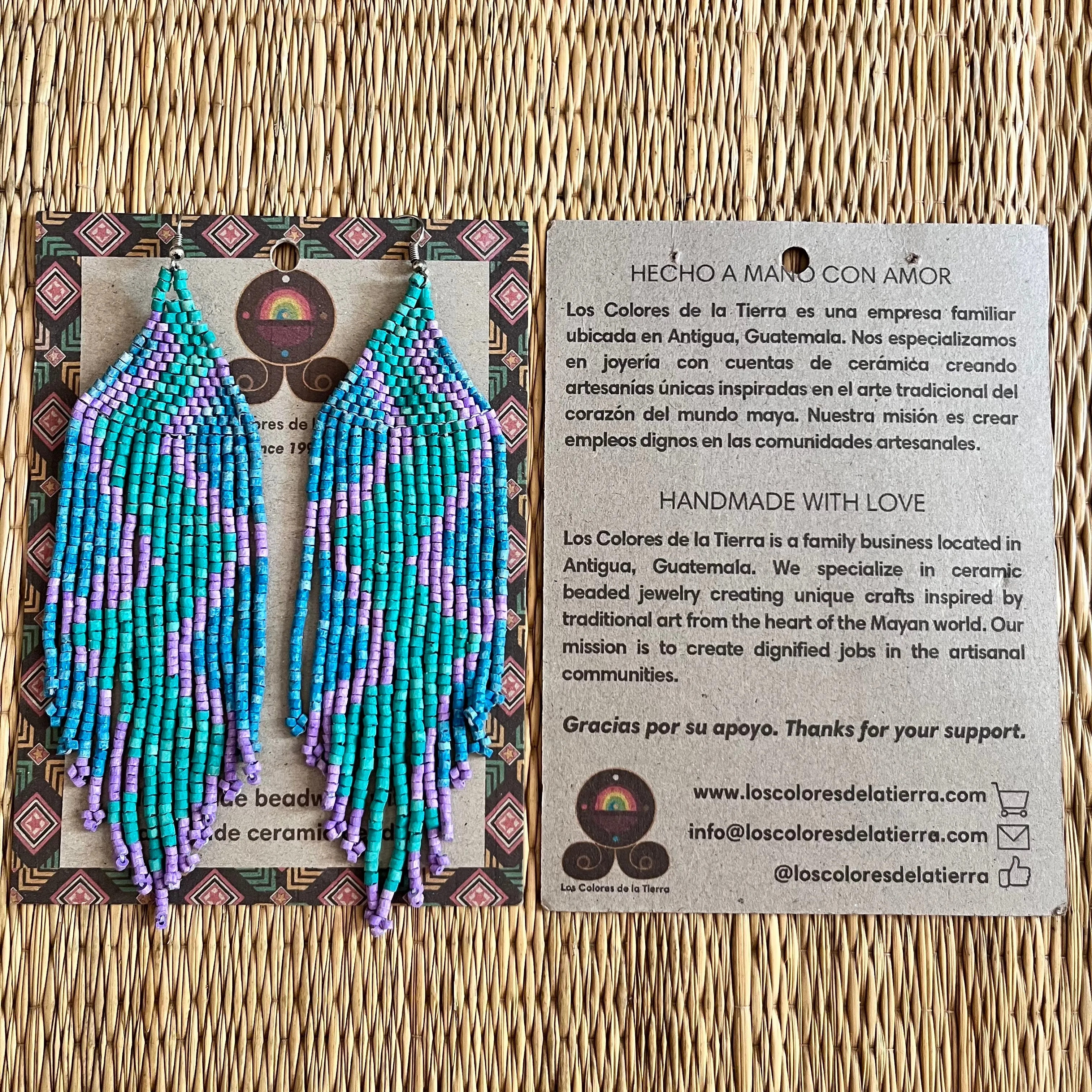 Beaded Fringe Earrings in Boho Zig Zag Design