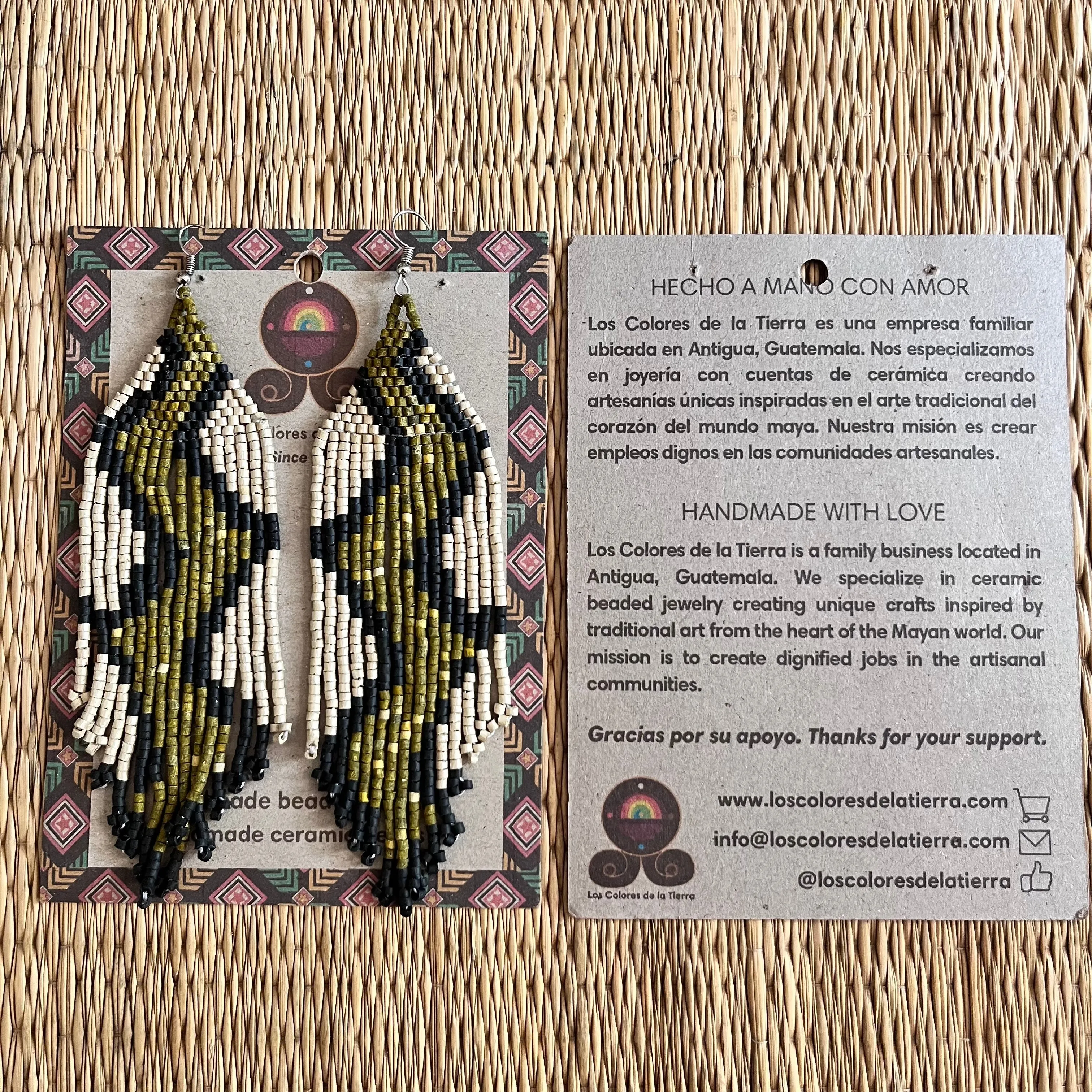 Beaded Fringe Earrings in Boho Zig Zag Design