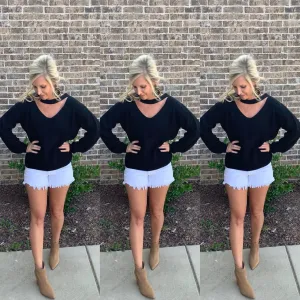 Black Cutout Sweater