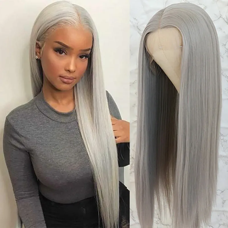 BOGO Grey Color Wig Straight Human Hair Wig Transparent HD Lace Front Wigs