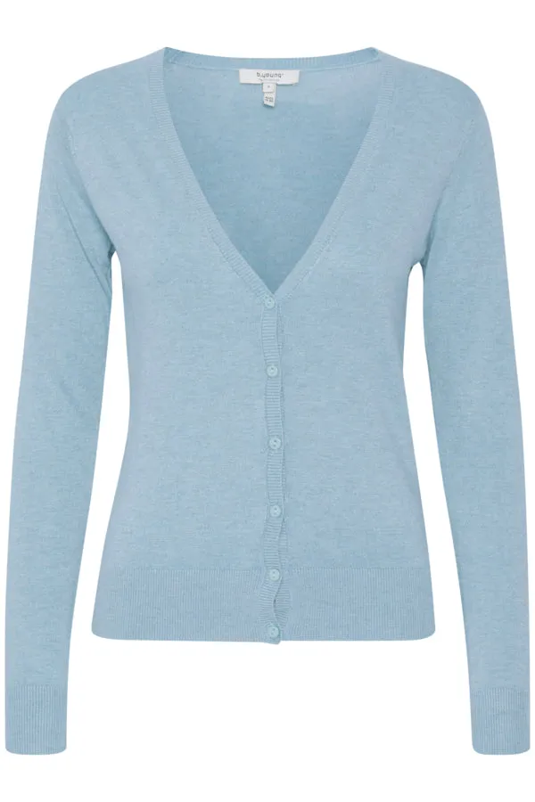 b.young Pimba V Neck Cardigan in Green