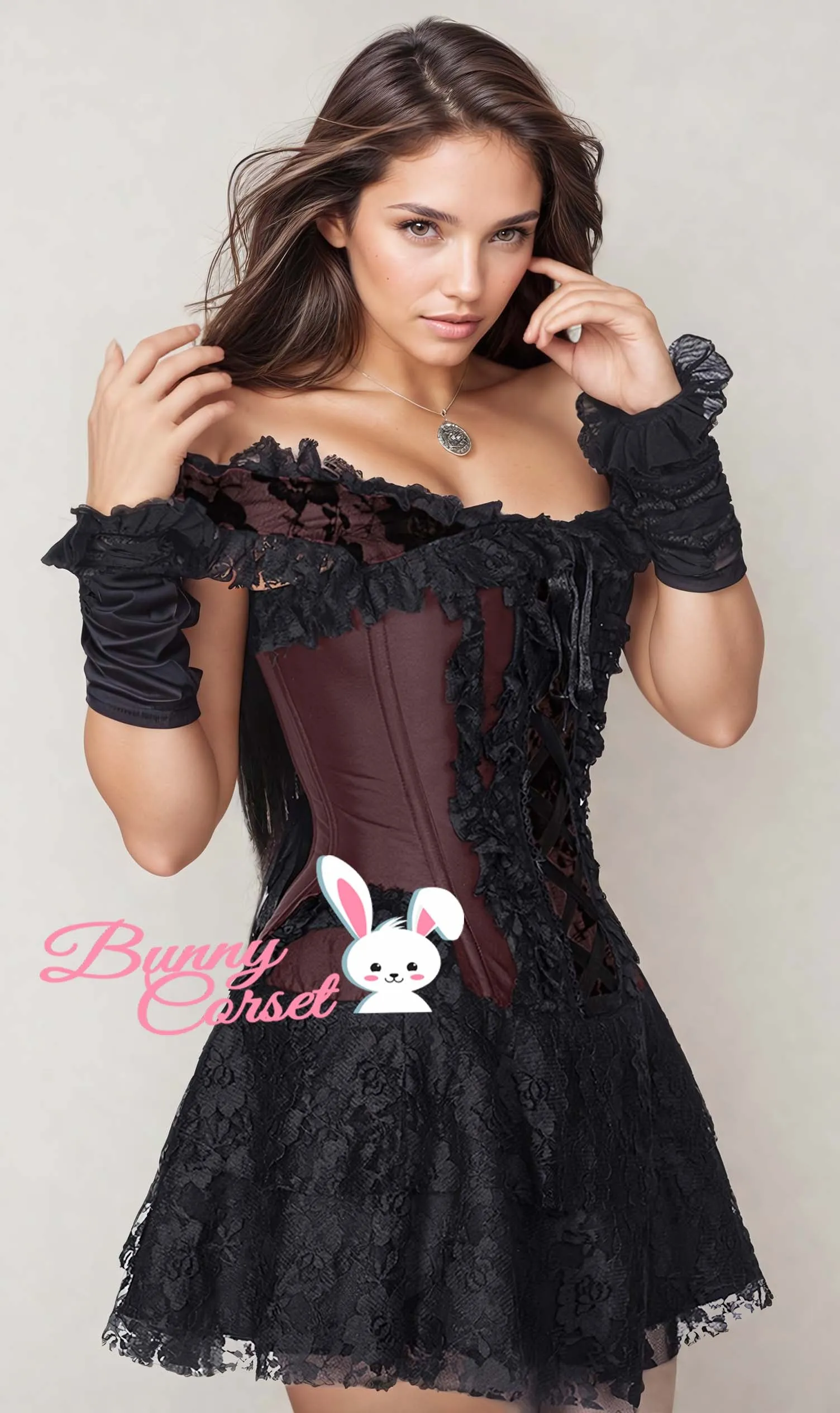 Caetlin Brown Halter Burlesque Corset Dress