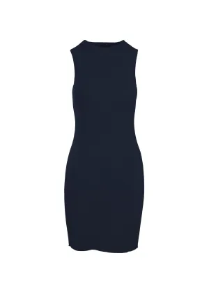 CAITLIN SLEEVELESS RIB DRESS - NAVY