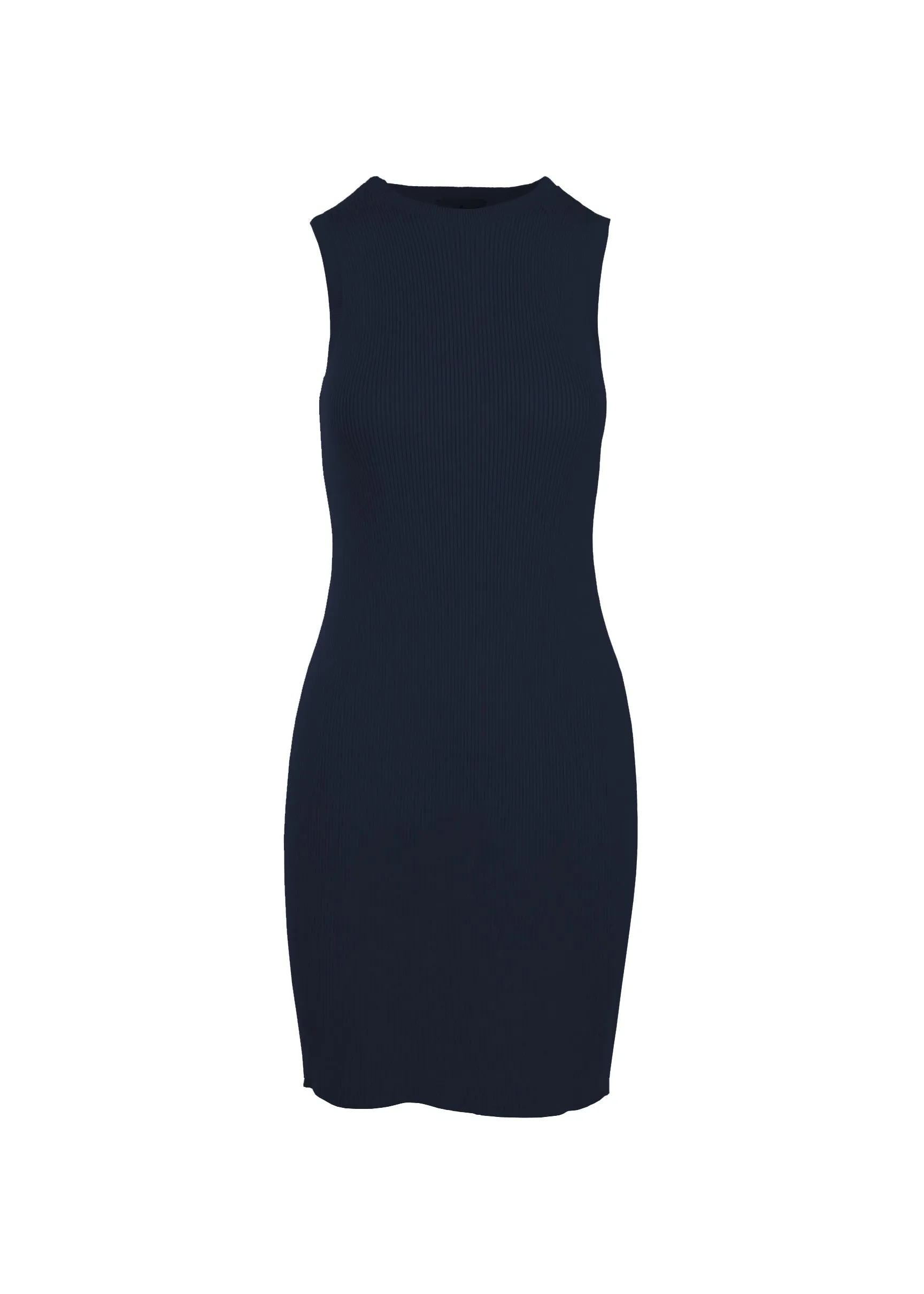 CAITLIN SLEEVELESS RIB DRESS - NAVY