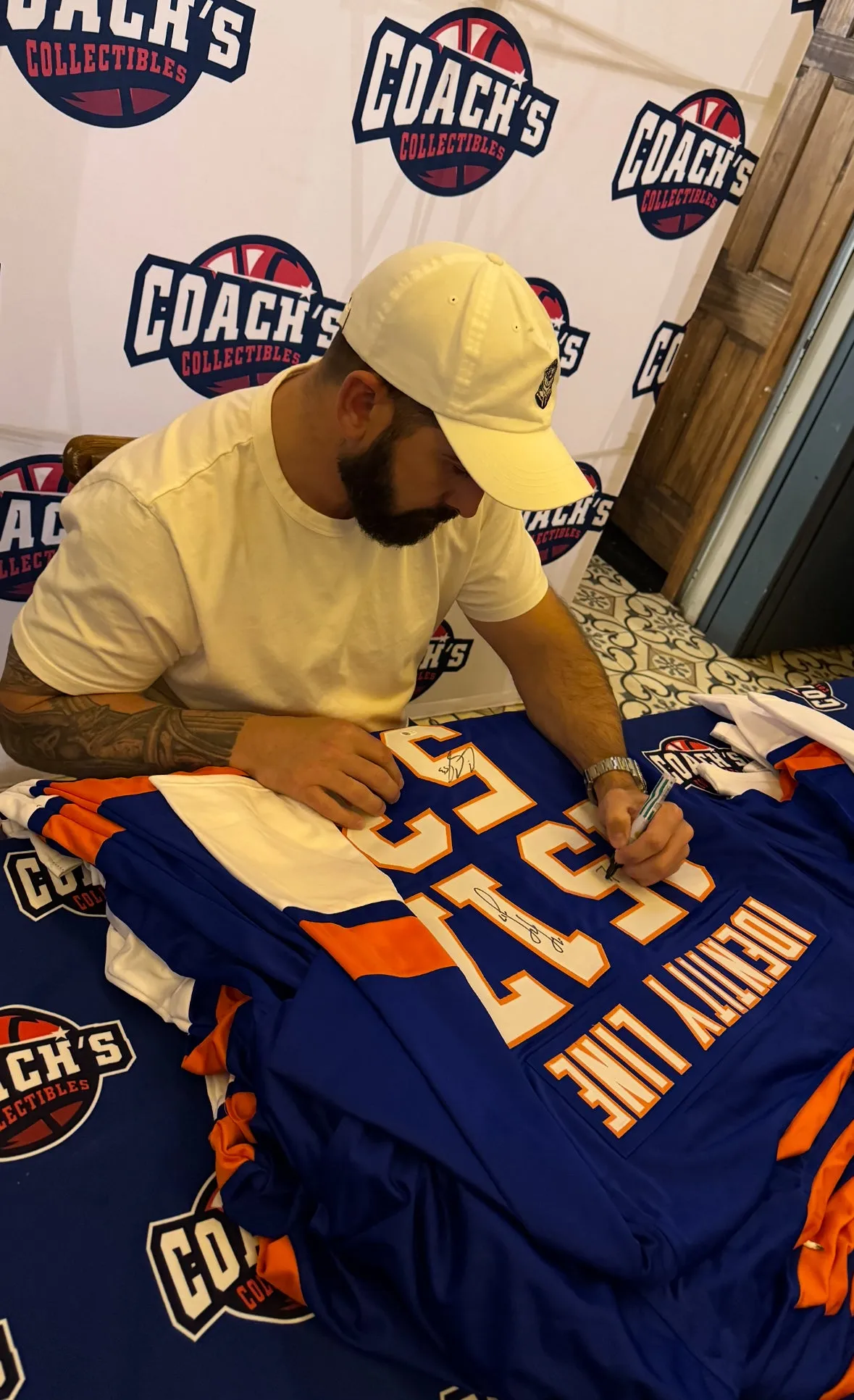 Cal Clutterbuck, Matt Martin & Casey Cizikas TRIPLE Autographed CUSTOM NY Islanders Identity Line Jersey (JSA)