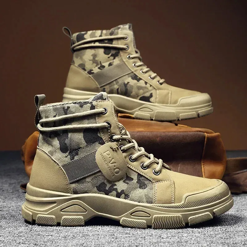 Camouflage Boots for Men Autumn Winter Platform Desert Military Boots Outdoor High-top Shoes Men Ankle Boots Buty Robocze Meskie