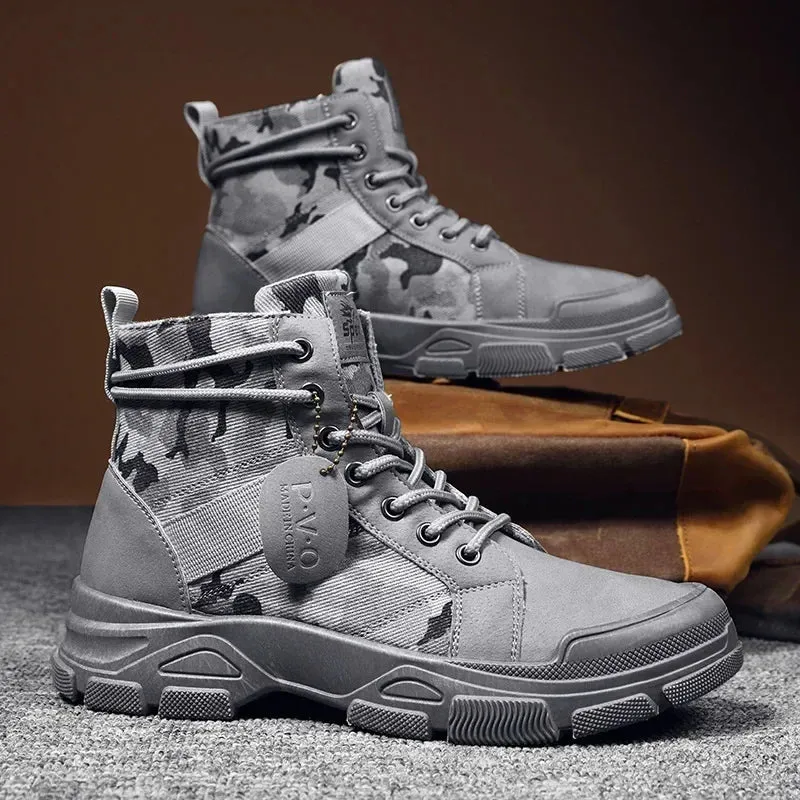 Camouflage Boots for Men Autumn Winter Platform Desert Military Boots Outdoor High-top Shoes Men Ankle Boots Buty Robocze Meskie