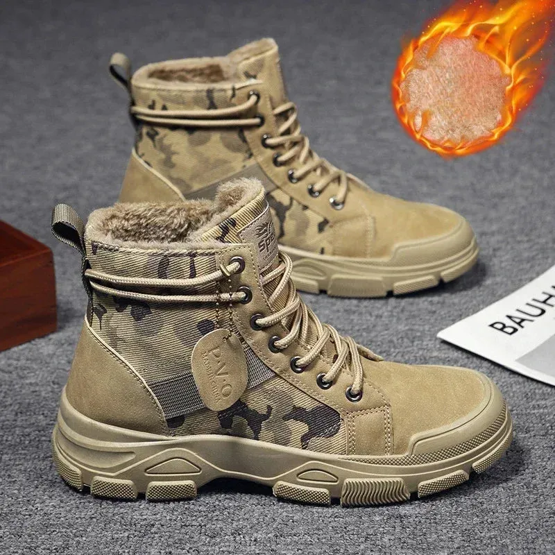 Camouflage Boots for Men Autumn Winter Platform Desert Military Boots Outdoor High-top Shoes Men Ankle Boots Buty Robocze Meskie
