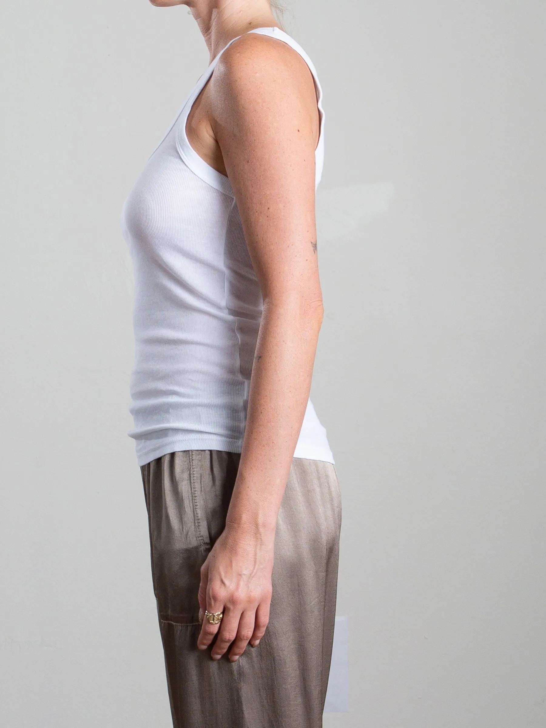 Cass Tank in Lightweight Rib - White