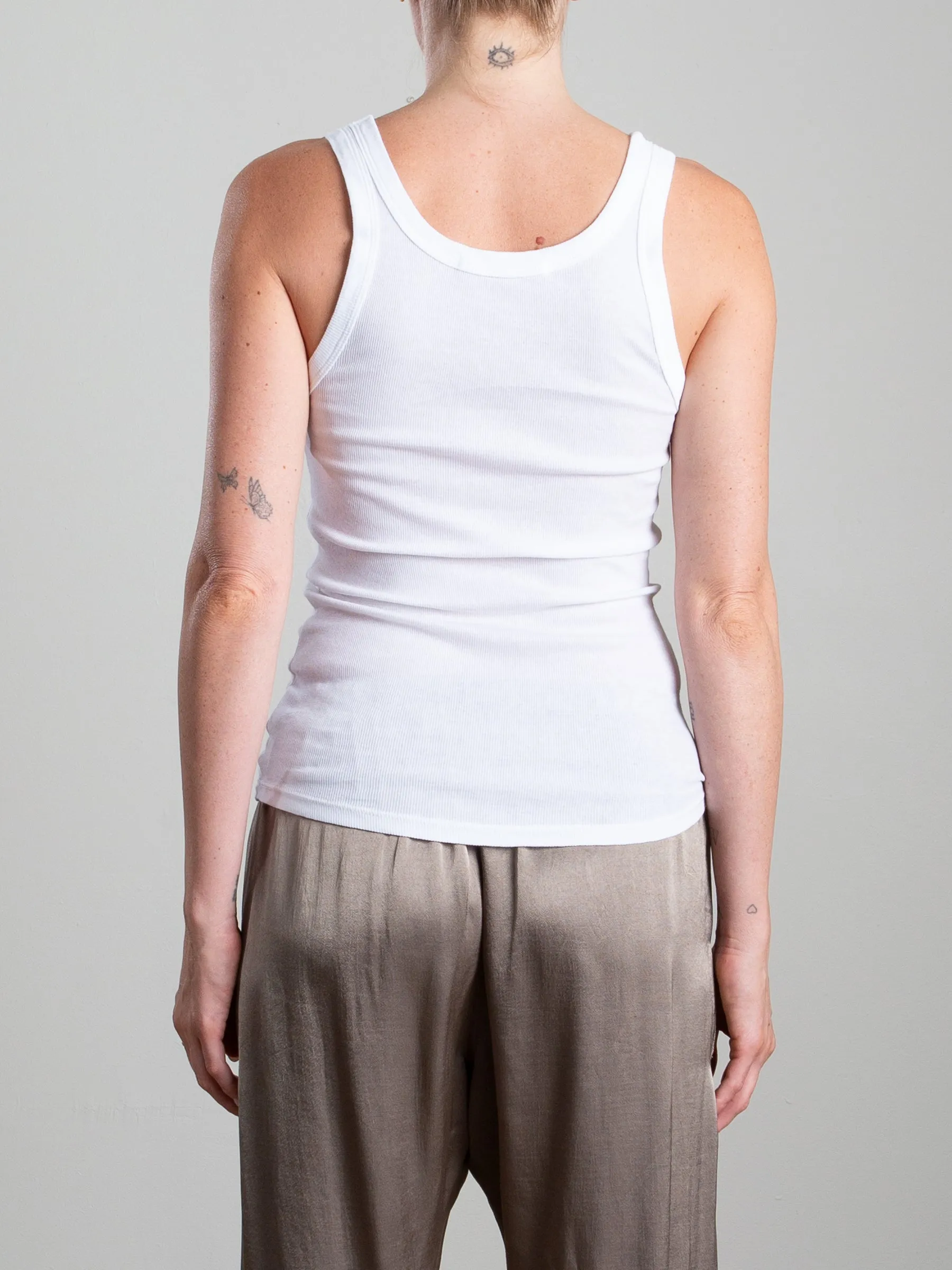 Cass Tank in Lightweight Rib - White