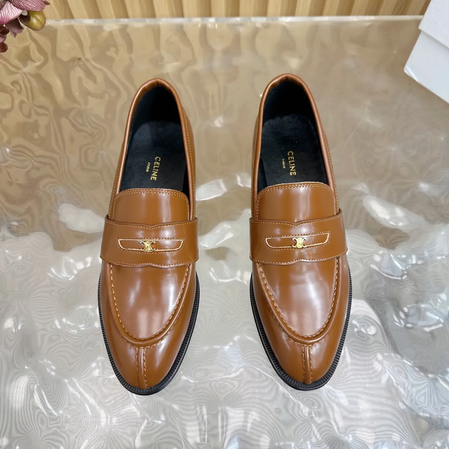 CELINE Loafers Brown Leather 285918