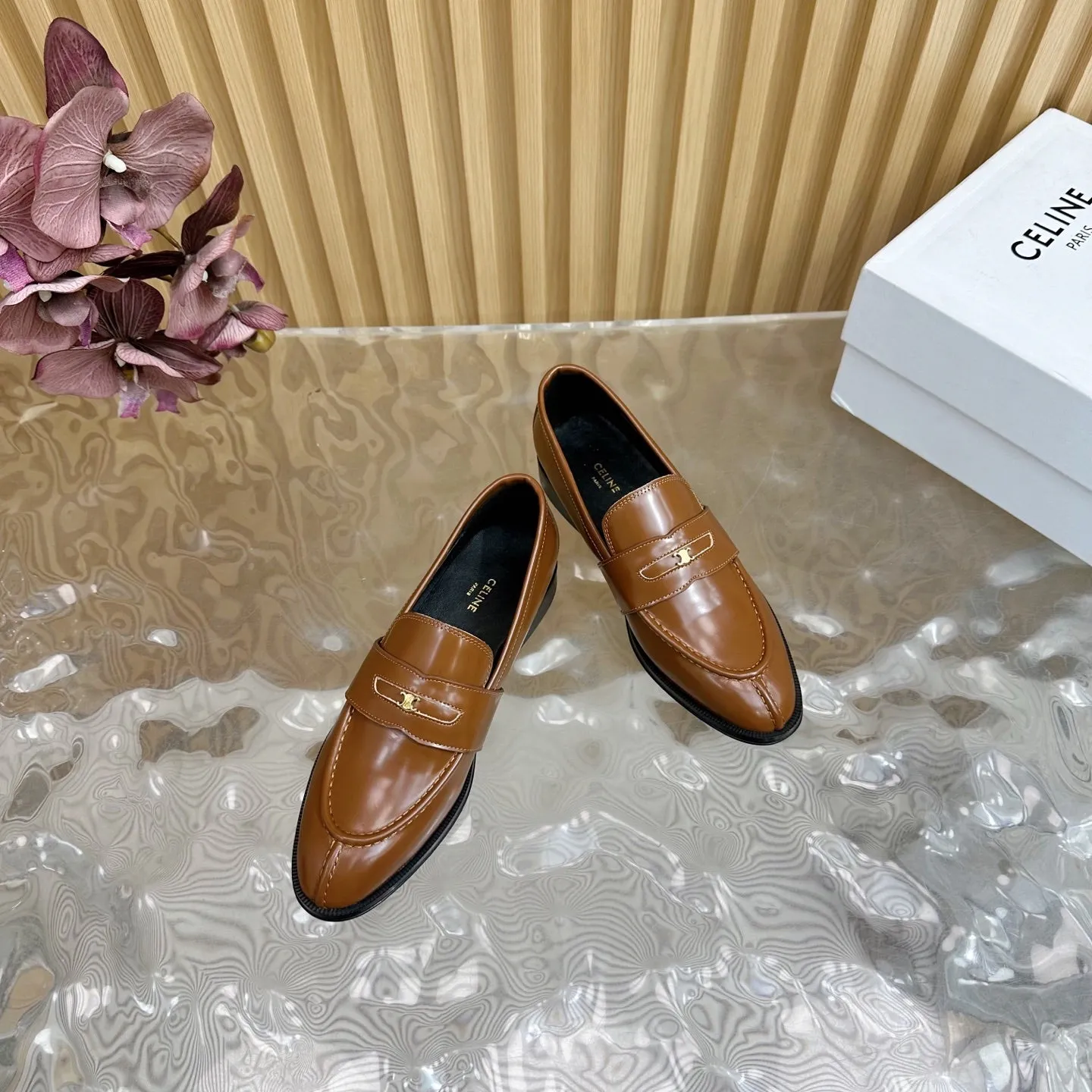 CELINE Loafers Brown Leather 285918