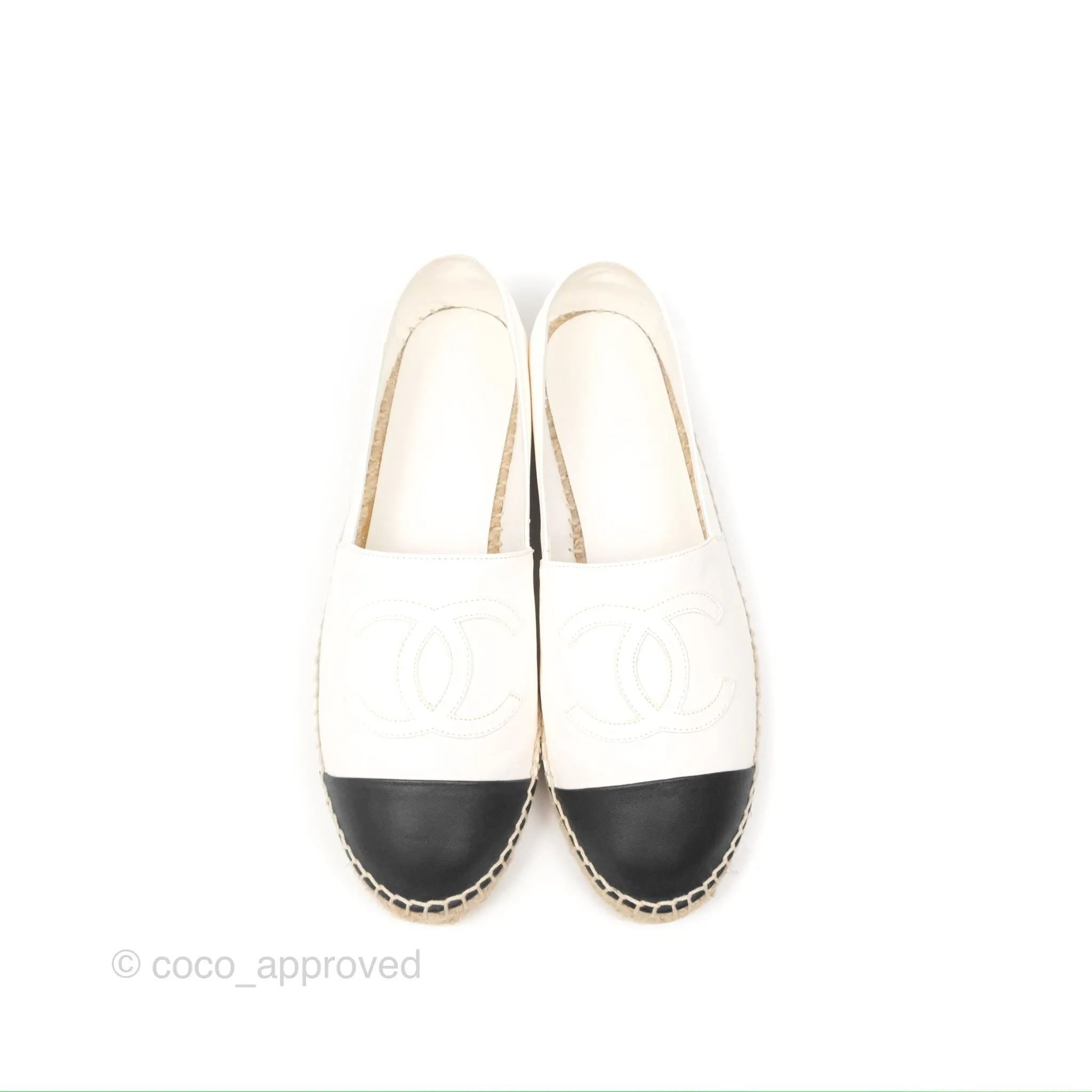 Chanel Leather Espadrilles White/ Black Size 38