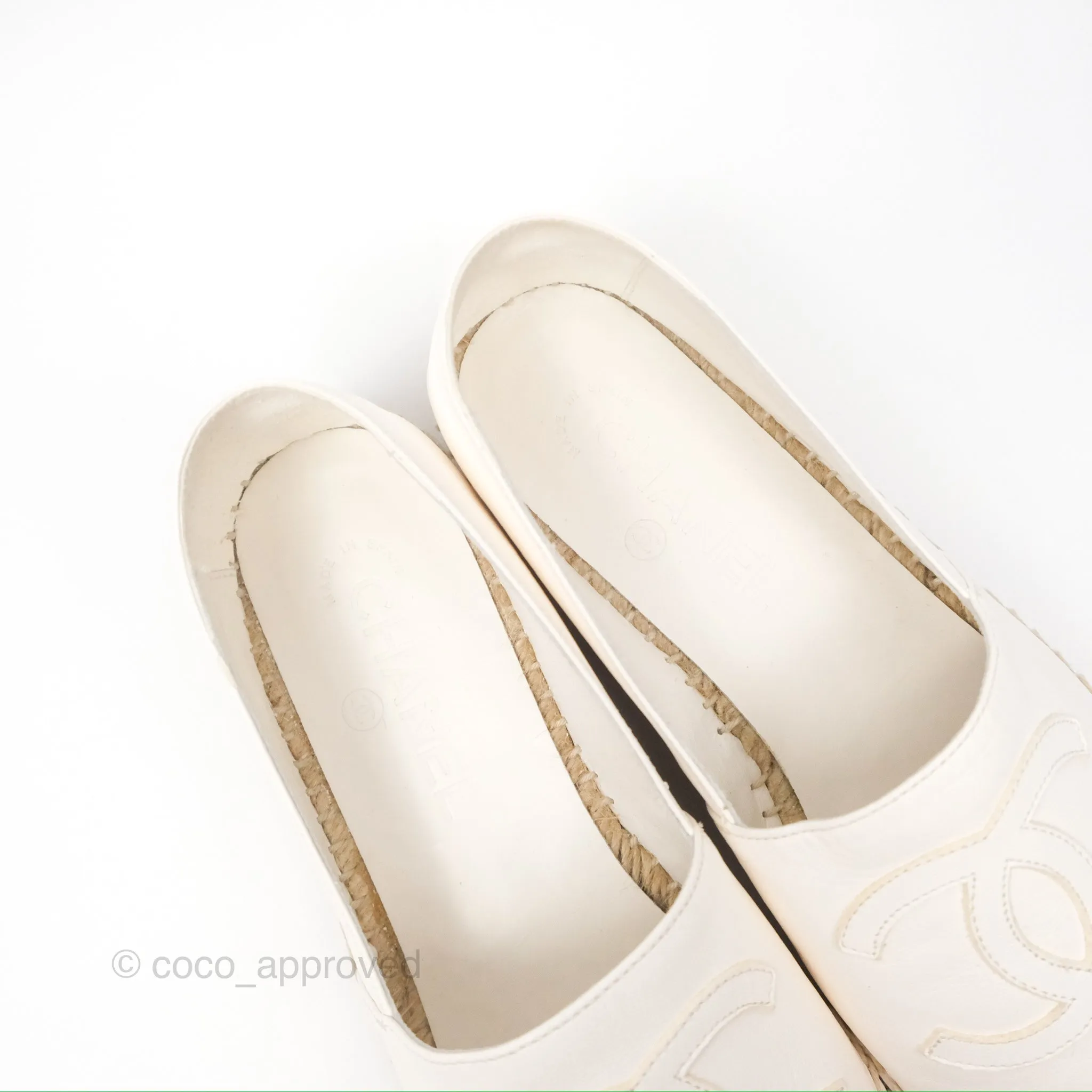 Chanel Leather Espadrilles White/ Black Size 38
