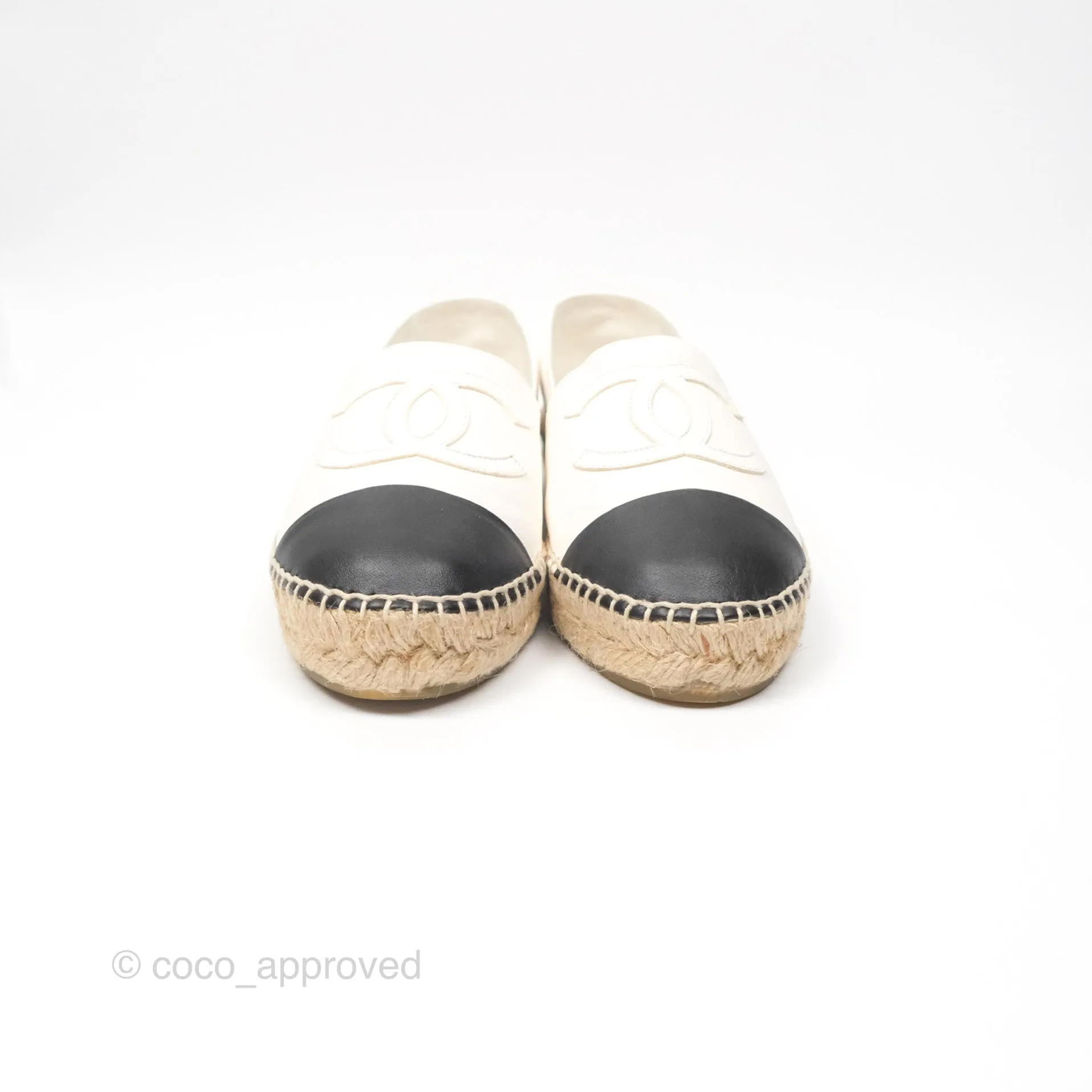 Chanel Leather Espadrilles White/ Black Size 38