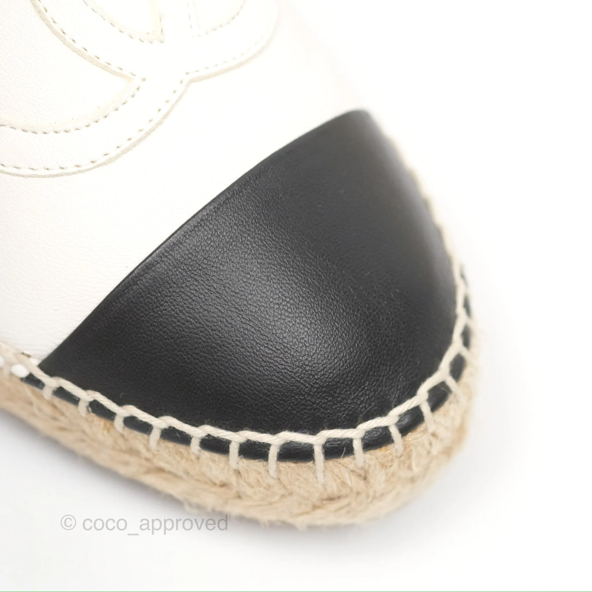 Chanel Leather Espadrilles White/ Black Size 38