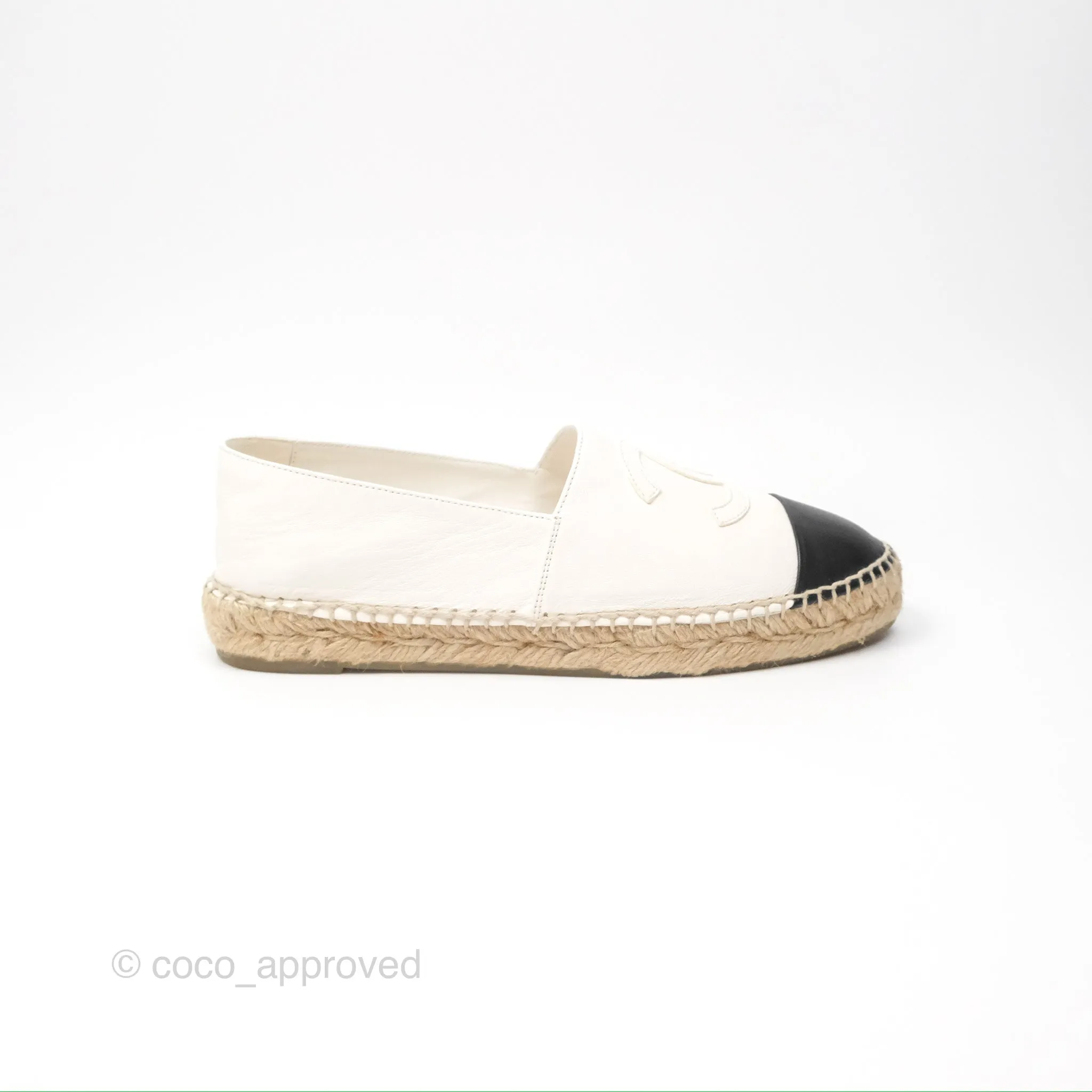 Chanel Leather Espadrilles White/ Black Size 38