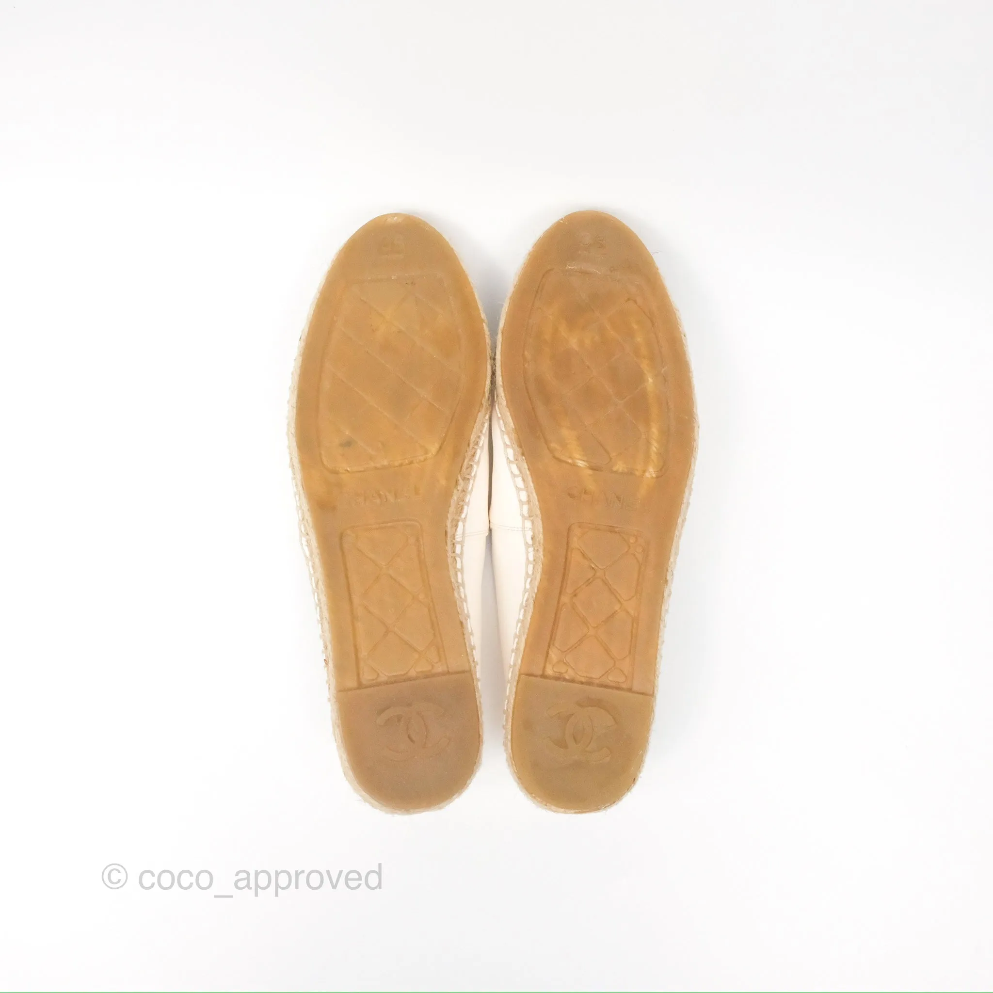 Chanel Leather Espadrilles White/ Black Size 38