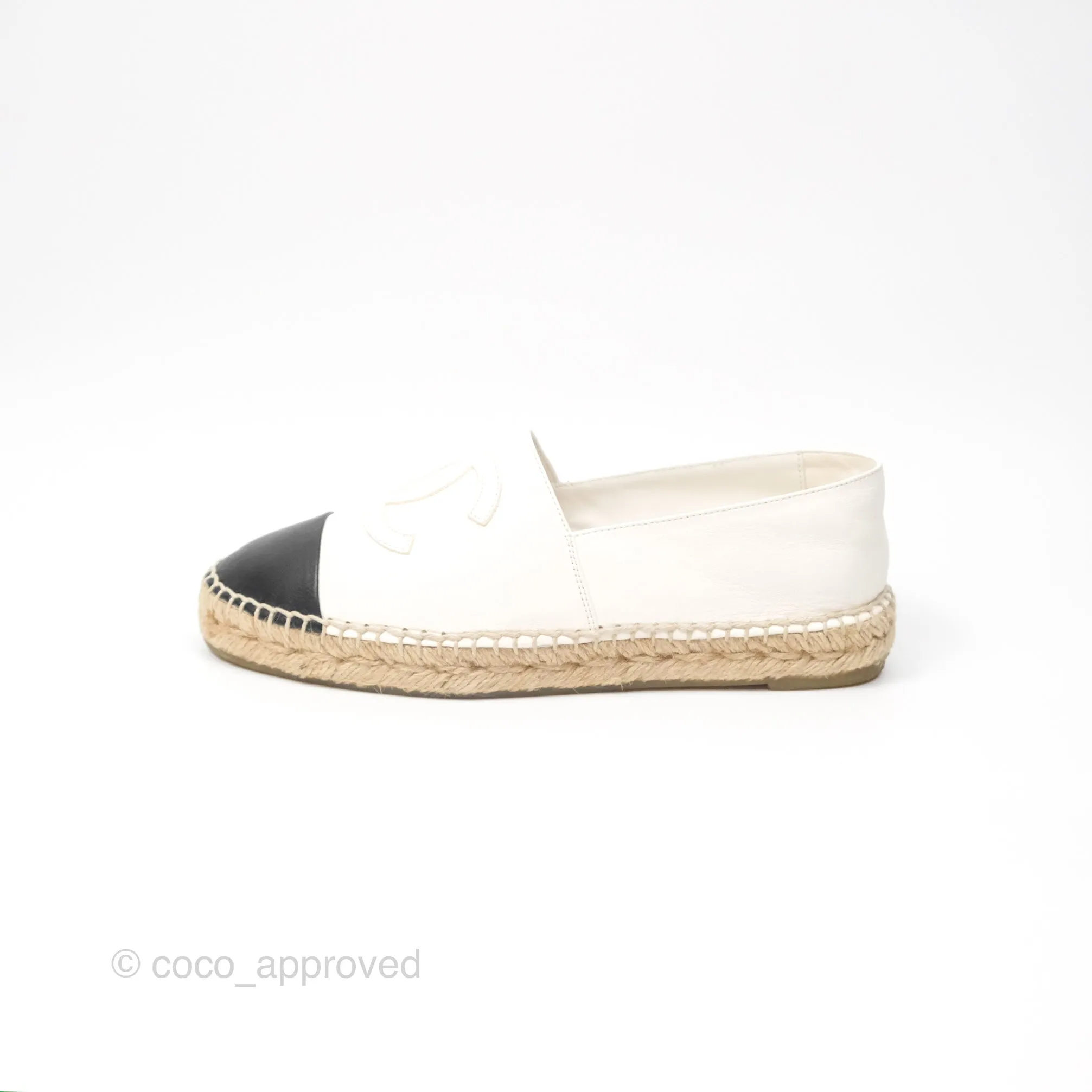 Chanel Leather Espadrilles White/ Black Size 38