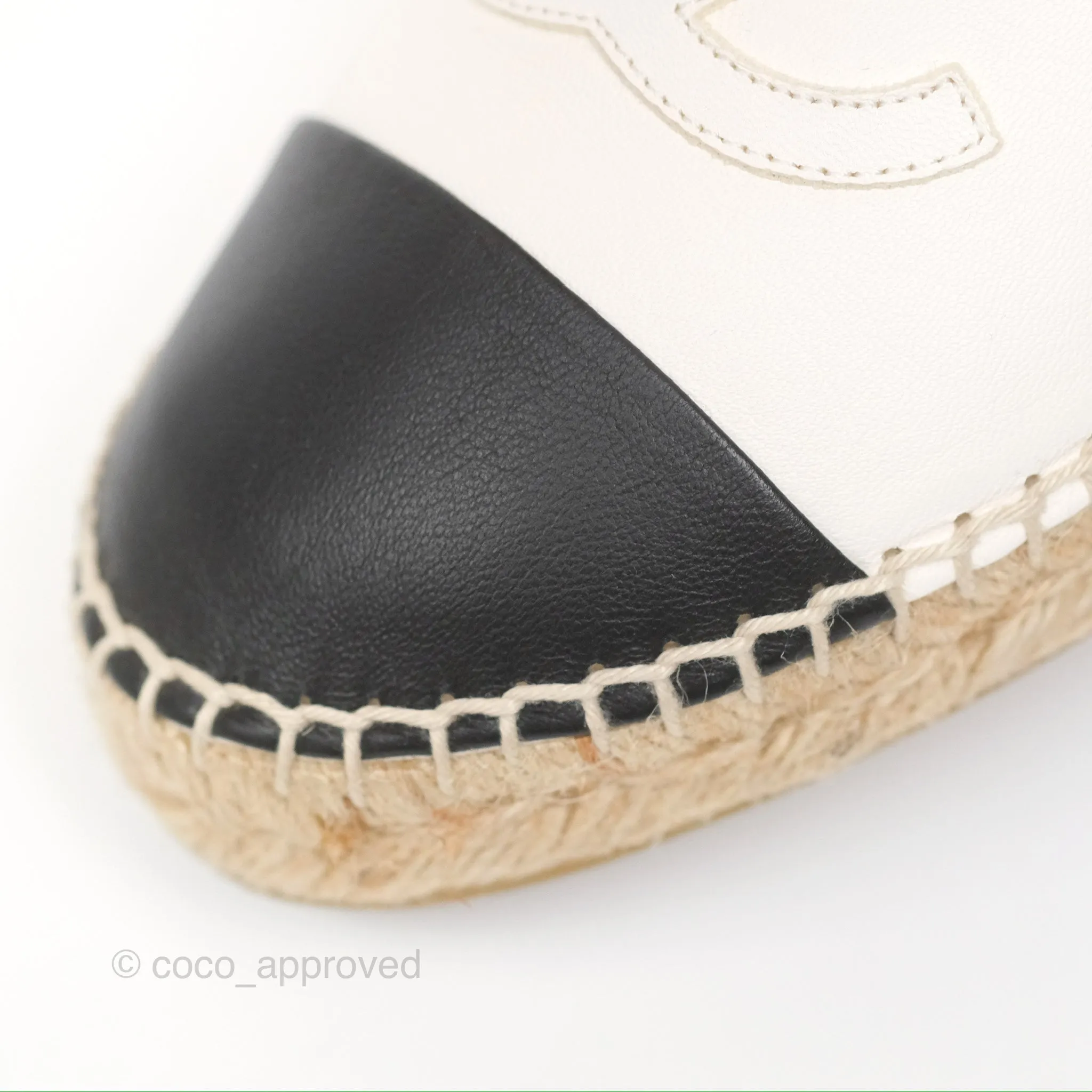 Chanel Leather Espadrilles White/ Black Size 38