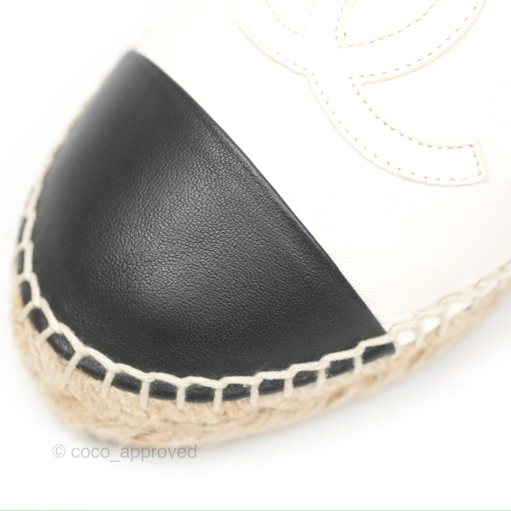 Chanel Leather Espadrilles White/ Black Size 38