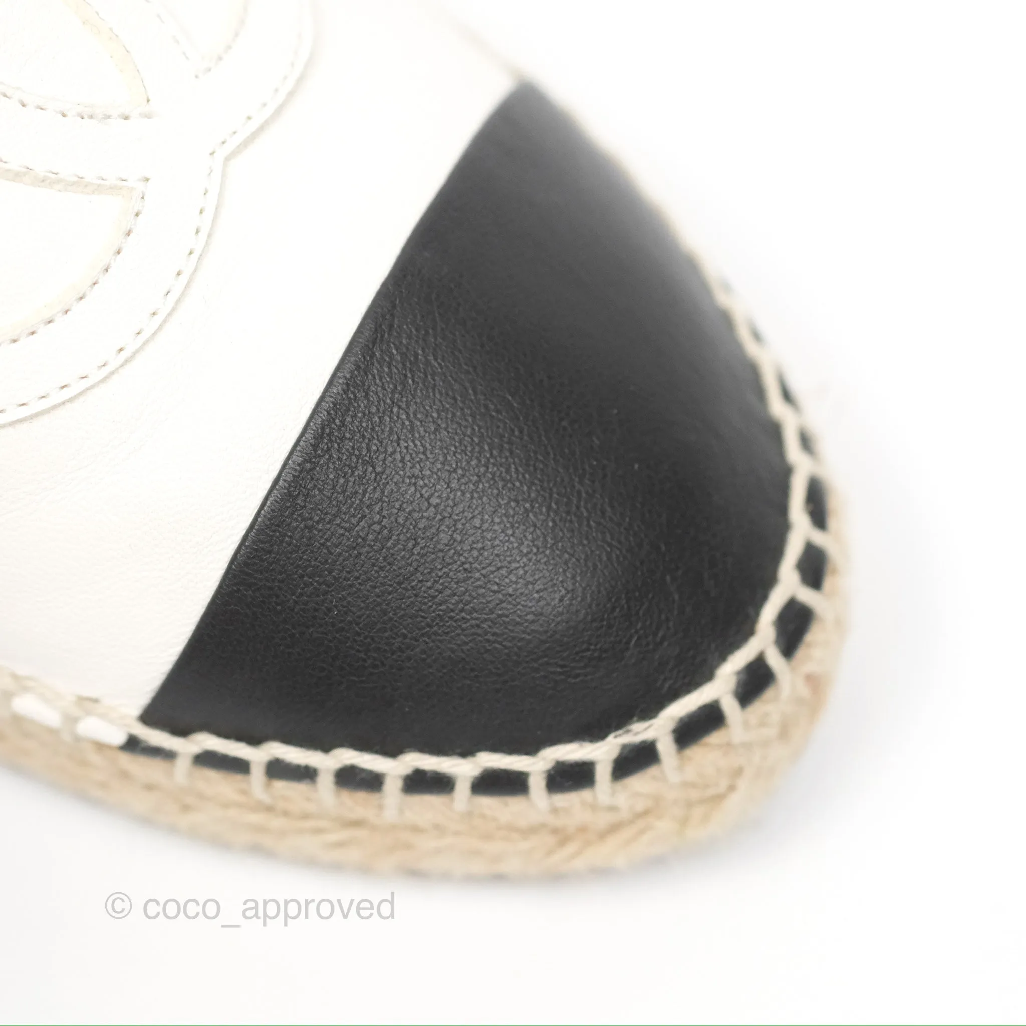 Chanel Leather Espadrilles White/ Black Size 38