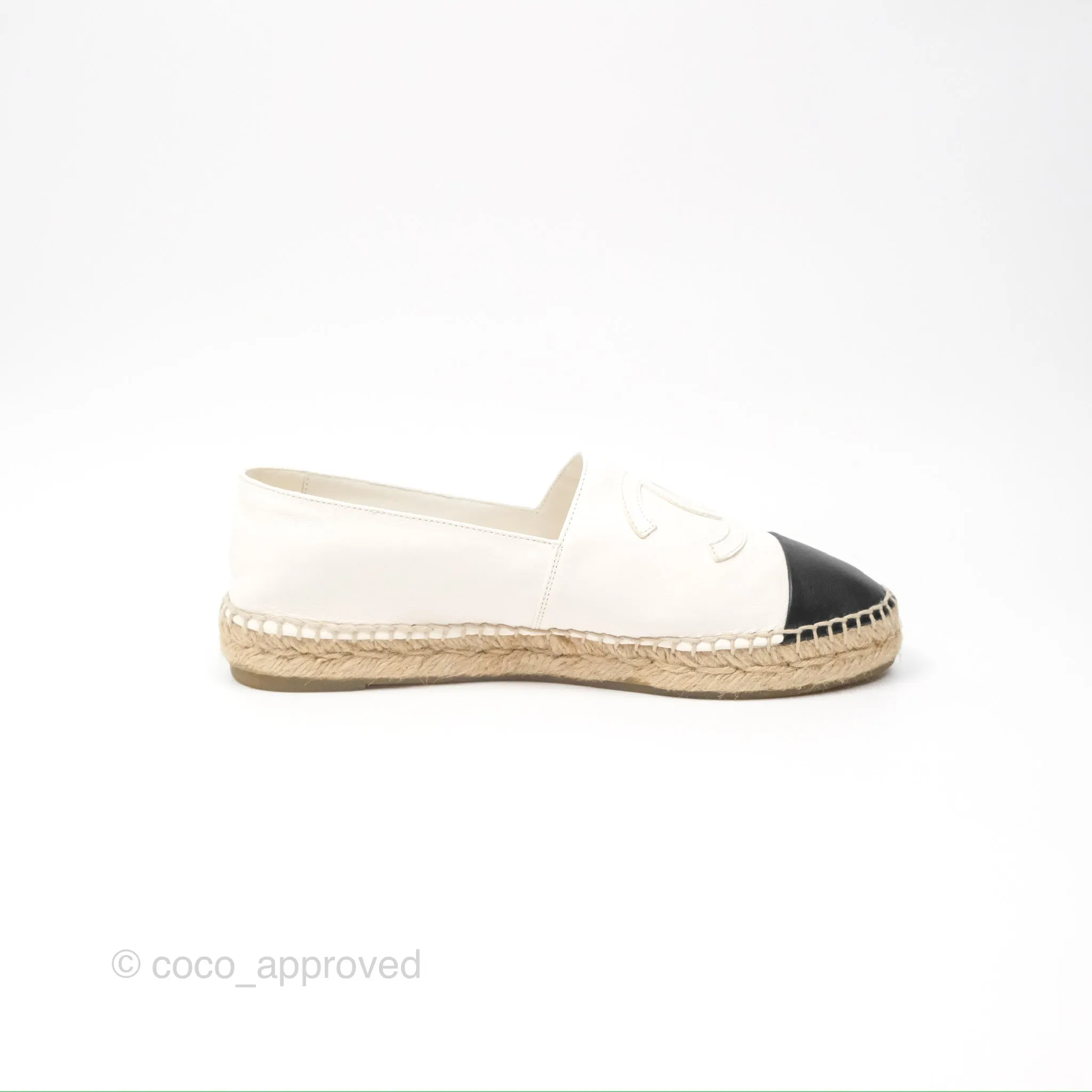 Chanel Leather Espadrilles White/ Black Size 38