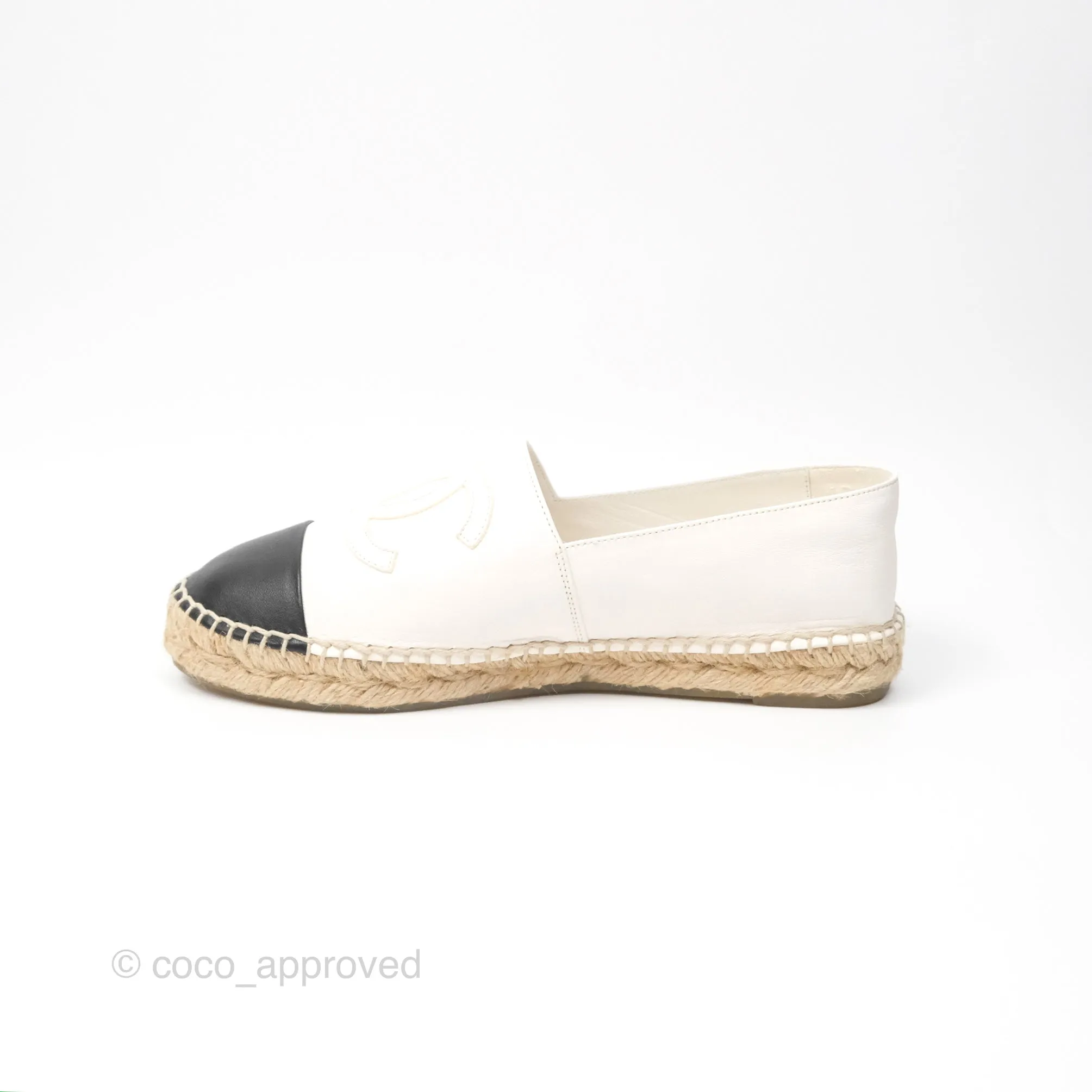 Chanel Leather Espadrilles White/ Black Size 38