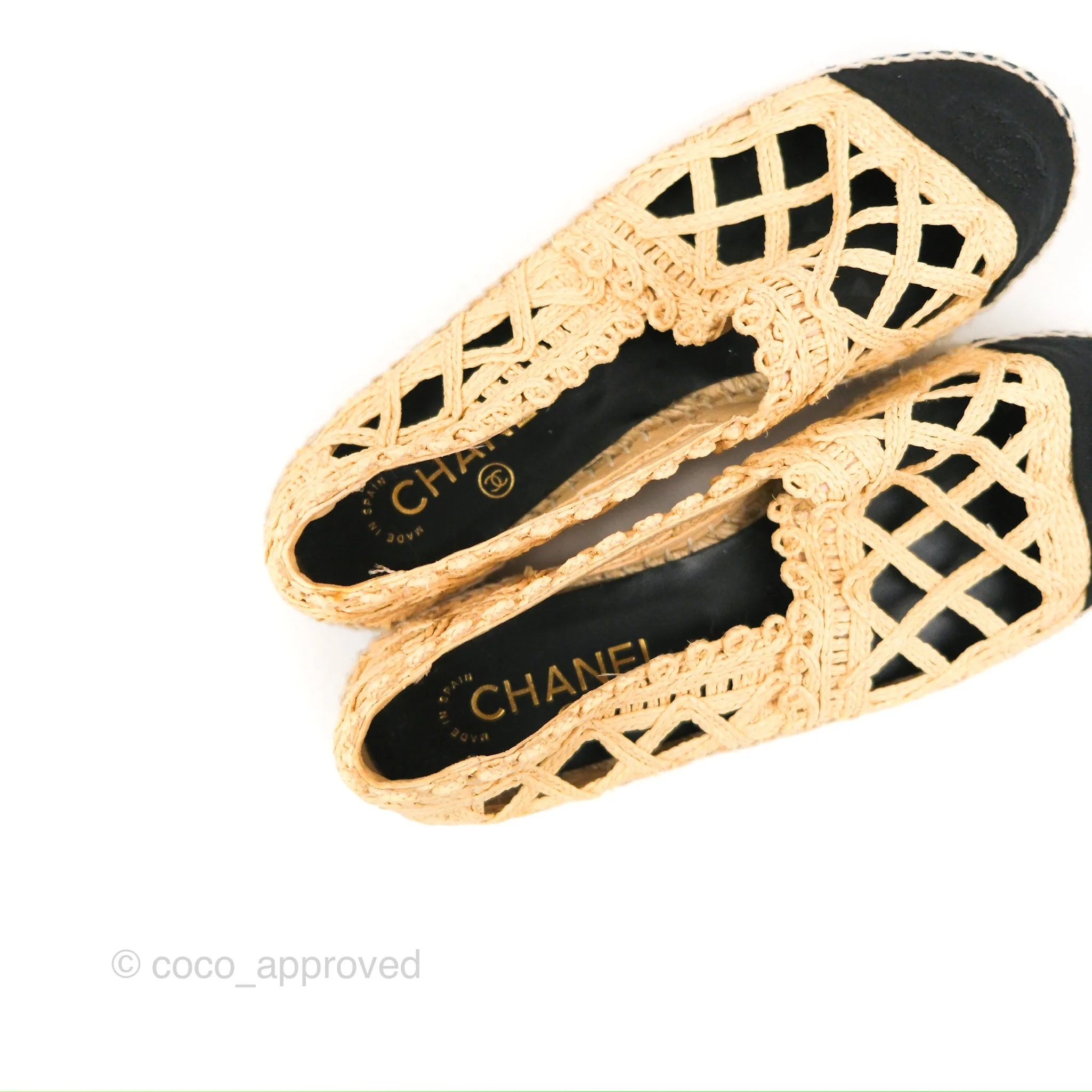 Chanel Quilted Espadrilles Raffia Natural Size 38