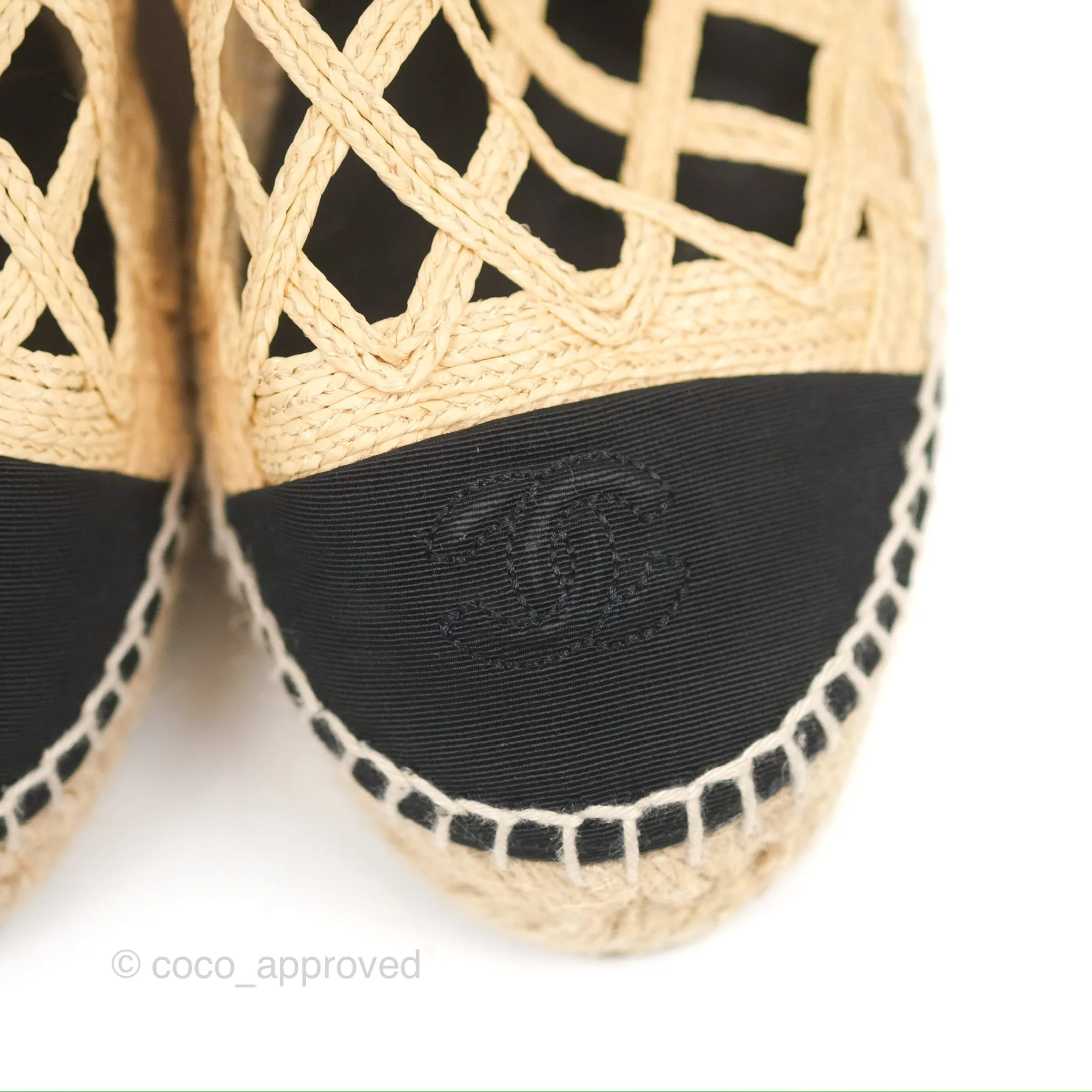 Chanel Quilted Espadrilles Raffia Natural Size 38