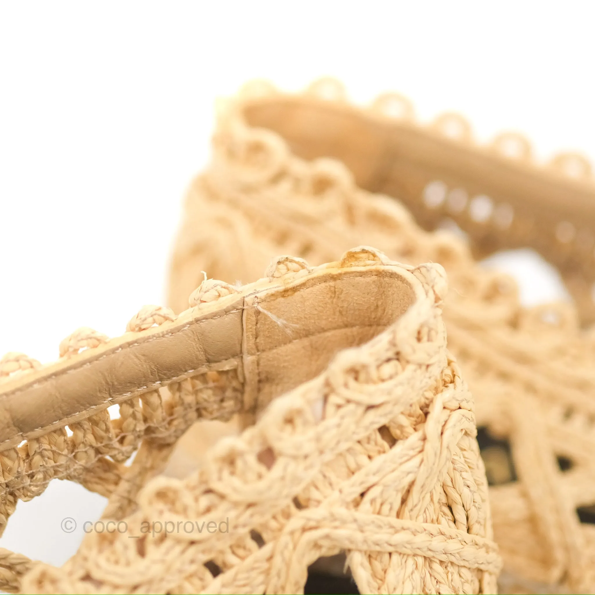 Chanel Quilted Espadrilles Raffia Natural Size 38