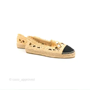 Chanel Quilted Espadrilles Raffia Natural Size 38